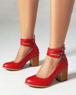 One-Strap Chunky Heel Mary Jane Sandals