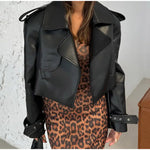 Veste de moto courte en cuir noir vintage