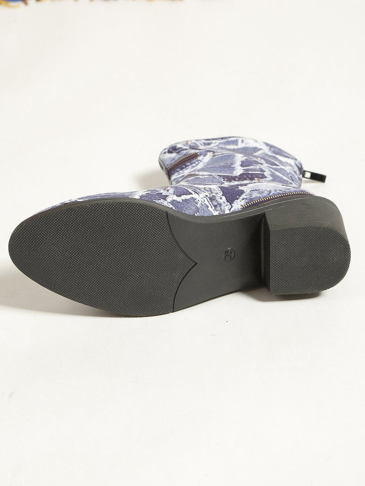 Bottines à patch en jean orné