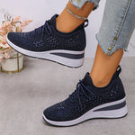 Rhinestones Woven Upper Hidden Heel lightweight walking shoes