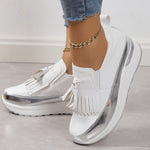 fringed glossy platform shoes