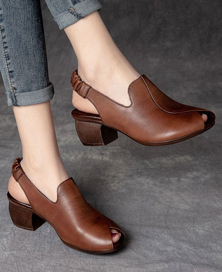 Sandales à bout ouvert et bride élastique à talon moyen épais