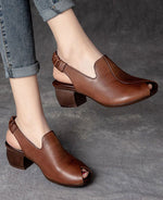 Sandales à bout ouvert et bride élastique à talon moyen épais