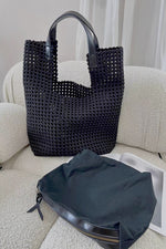 Sac fourre-tout surdimensionné en cuir tissé à la main par un artisan