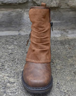 Round toe retro thick heel plus velvet Martin boots