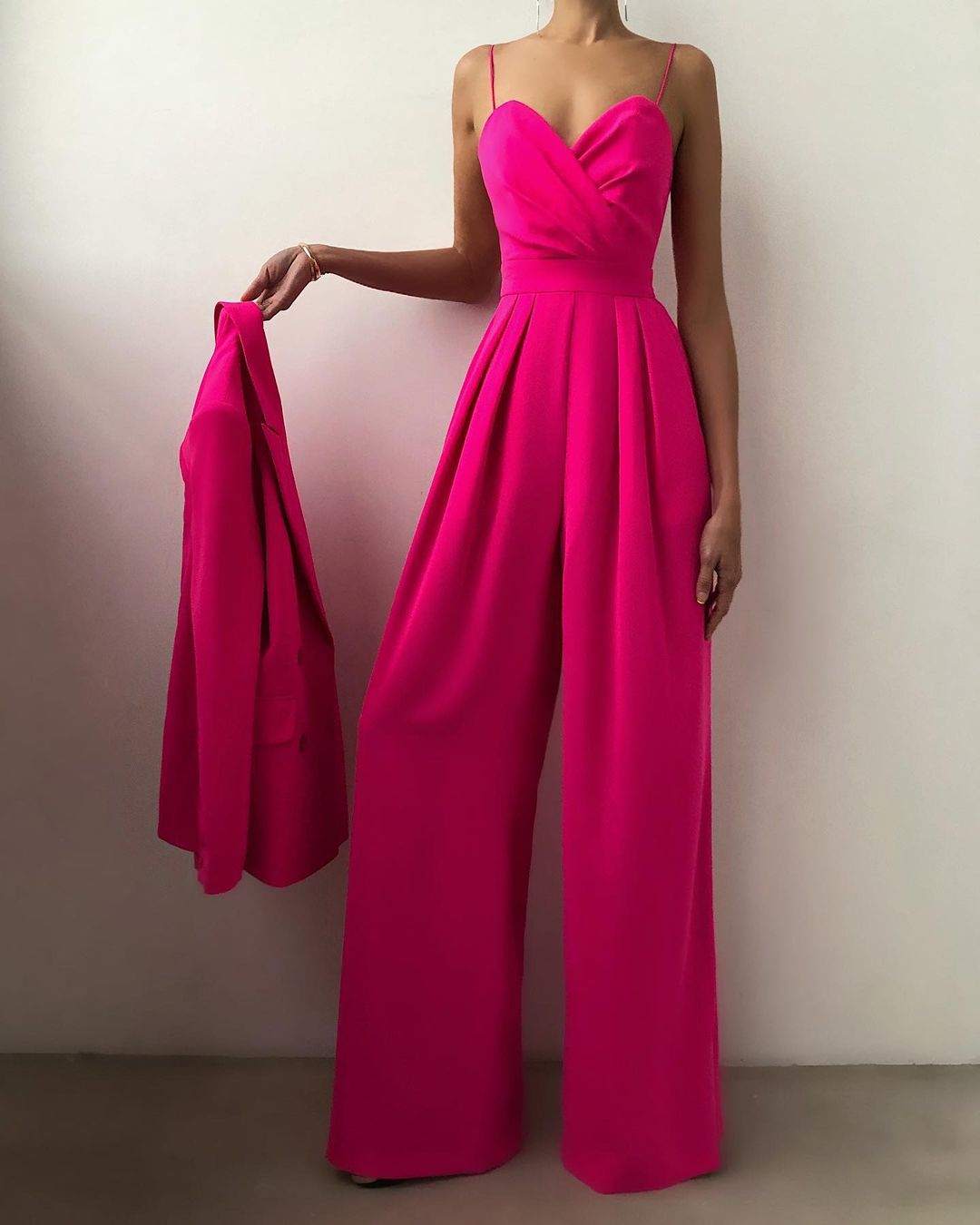 Spaghetti Strap High Waist Straight-Leg Jumpsuit