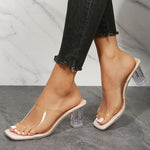 Transparente High Heels mit dickem Absatz und Obermaterial
