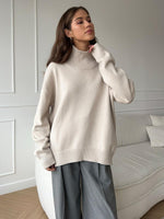 Loose-fitting turtleneck simple solid color pullover sweater