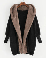 Doppelseitige Samt-Kapuzenjacke im Colorblock-Design