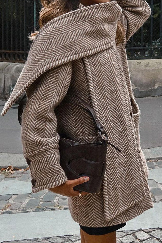 London Wanderer Houndstooth Scarf Tweed Coat