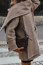 London Wanderer Houndstooth Scarf Tweed Coat