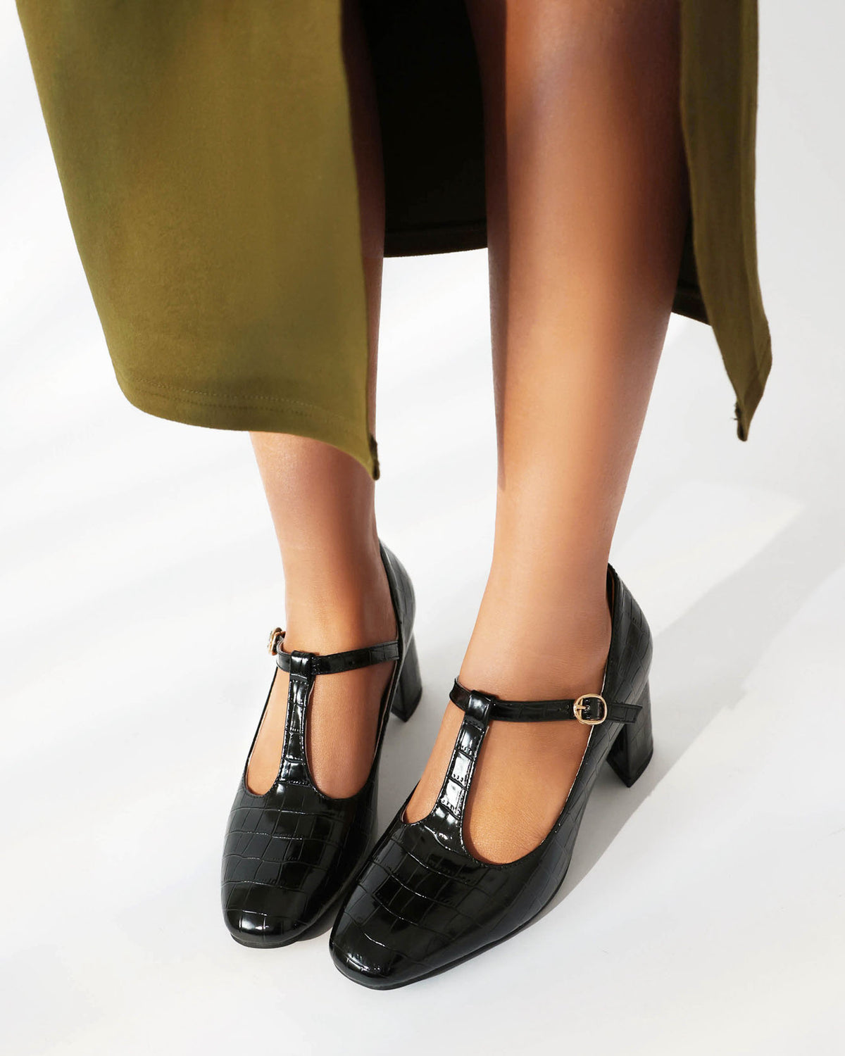 T-strap Chunky Heel Square-toe Mary Jane Shoes