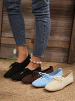 Mesh breathable round toe lace-up flat shoes