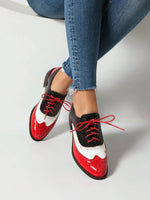 Retro British color-blocked lace-up brogues