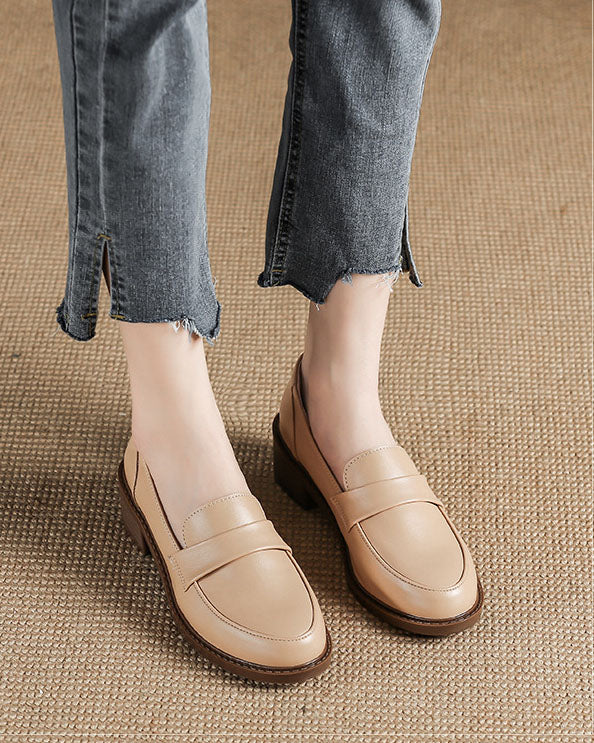 Thick low heels round toes Versatile Loafers