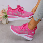 Rhinestones Woven Upper Hidden Heel lightweight walking shoes