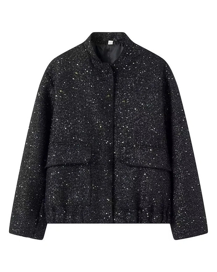 Aspen Gold Sequined stand-up collar jacket
