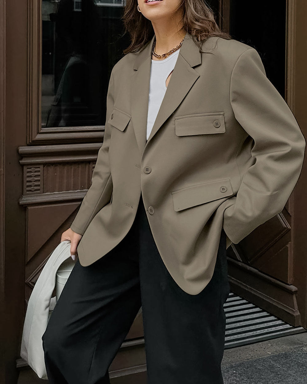 Locker sitzender Vintage-Blazer mit vier Taschen