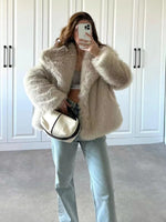 Arctic Embrace Cropped Large Lapel Plush Jacket