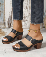 Sandales à enfiler creuses légères à talons hauts épais