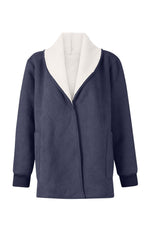 Langärmlige Thermojacke aus Wildleder und Lammwolle mit Revers