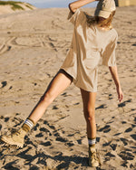 Mid-sleeve solid color Backless loose Romper