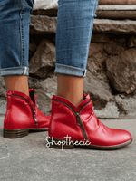 Flat pointed-toe rubbed-color side zipper Chelsea boots - Classic Restock