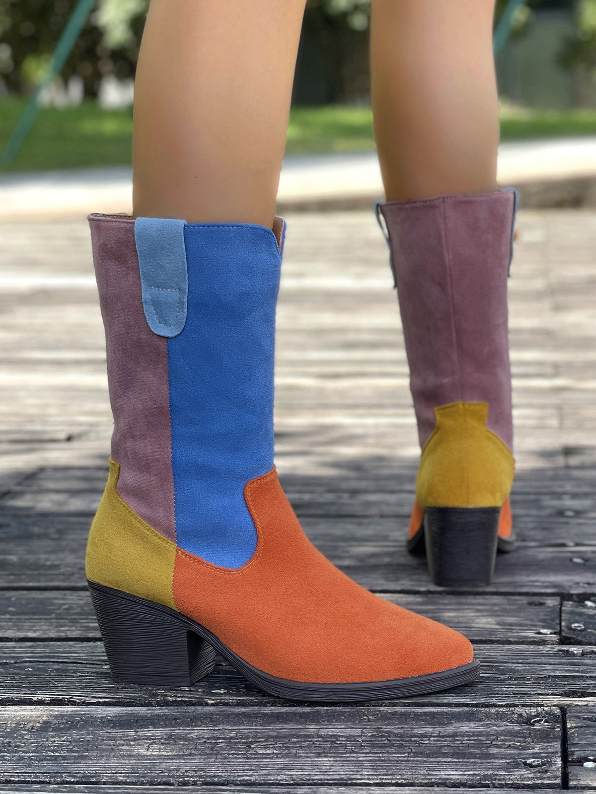 Metro Nomad Colorblock low-heeled mid-calf boots