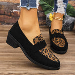 Retro British Leopard Print Pointed Toe Loafers