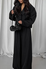 Simple V-neck top and loose trousers two-piece suit