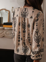 Chic Bohemian Print Crew Neck Shirt