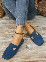Navy knits hollow slip on shoes