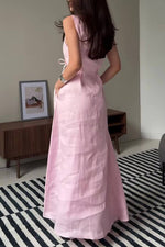 Bequemes, schlichtes, ärmelloses langes Kleid