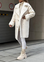 Wildledermantel mit Revers-Fleecefutter