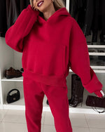 Coffee Run Hooded sweatshirt and cropped pants two-piece set