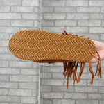 Bottines Chelsea plates à lacets et franges en daim