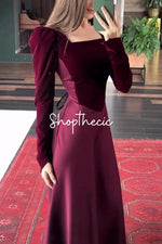 Abito da sera retrò in velluto e raso patchwork