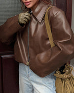 Mood Lift – Kurze Bikerjacke aus mattem PU-Leder