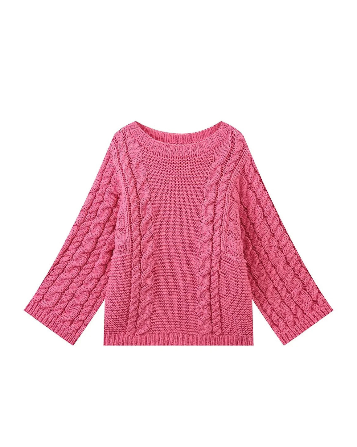 Golden RhineRound neck bell sleeve knitted loose sweater