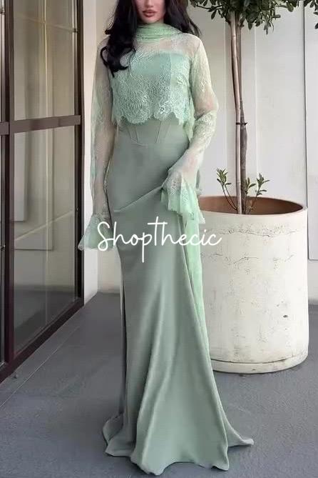 Abito in pizzo plissettato tettonico