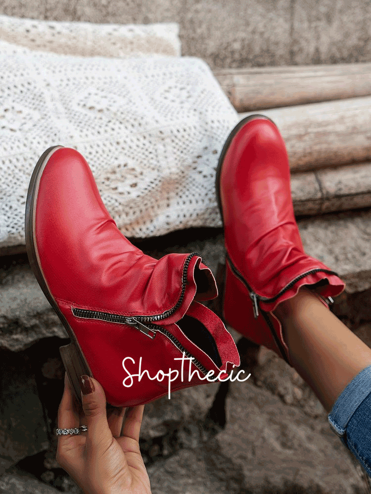 Flat pointed-toe rubbed-color side zipper Chelsea boots - Classic Restock