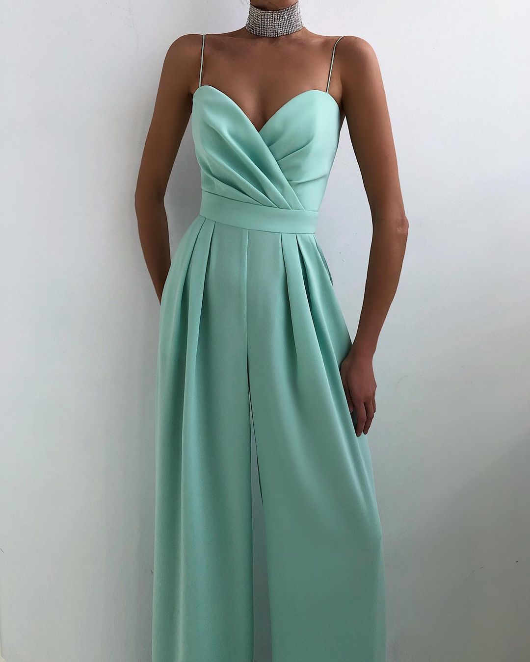 Spaghetti Strap High Waist Straight-Leg Jumpsuit