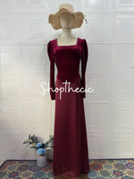 Abito da sera retrò in velluto e raso patchwork