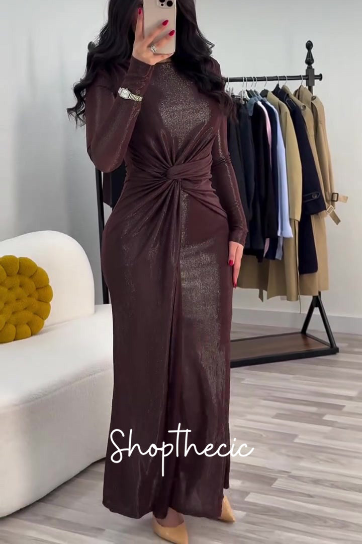 Timeless Aura Waist-cinching Layered long Dress