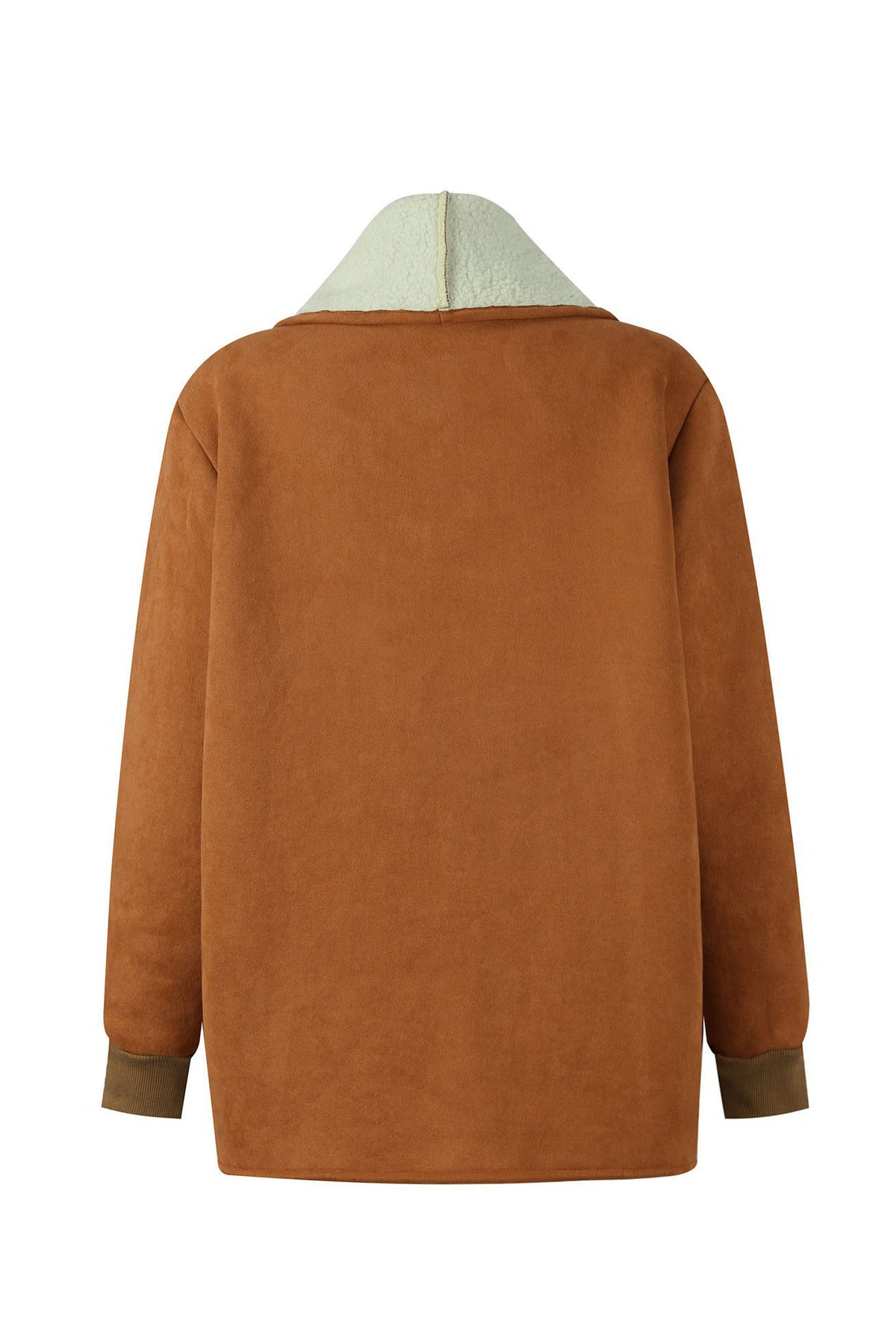 Langärmlige Thermojacke aus Wildleder und Lammwolle mit Revers