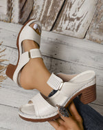 Sandales à enfiler creuses légères à talons hauts épais