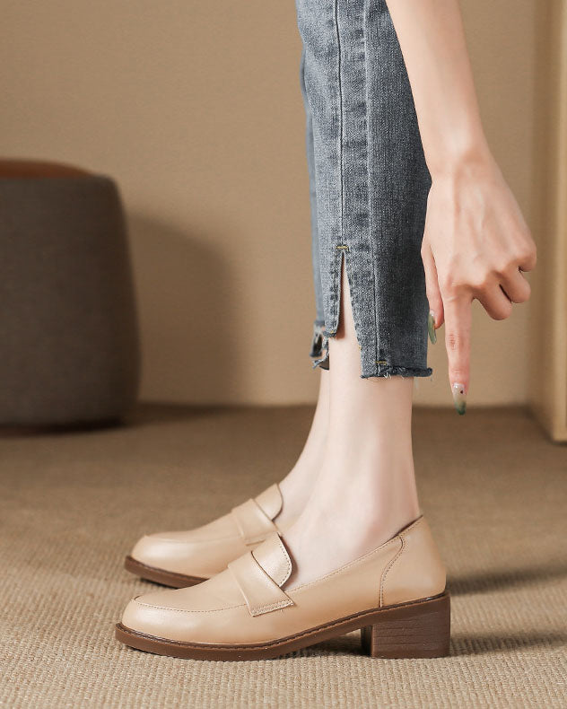 Thick low heels round toes Versatile Loafers