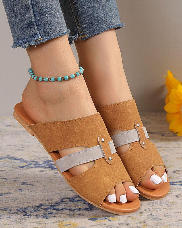 Flache Hausschuhe aus Samt mit Patchwork