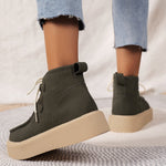 Suede mid-cut flat sneakers