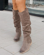 Polished Edge side zip low-heeled knee-high boots